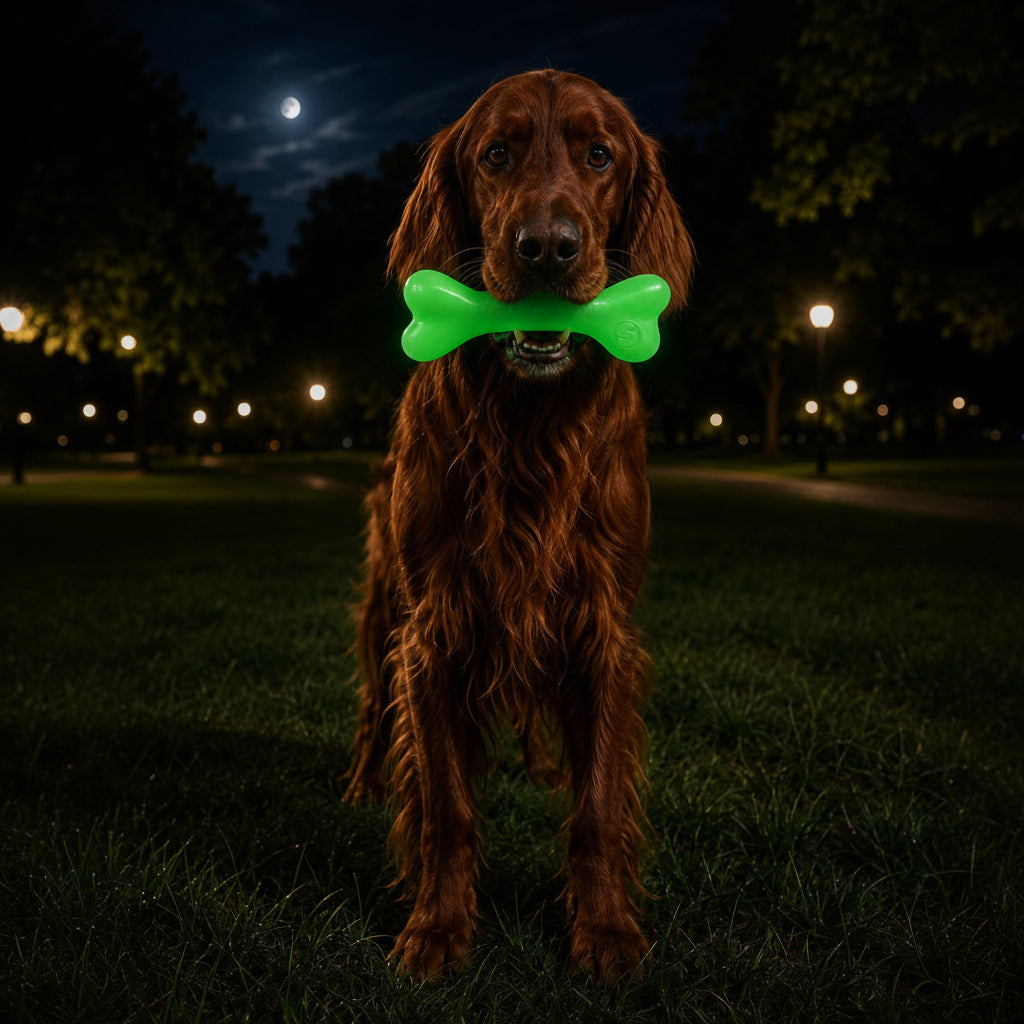 PUP-X Rubber Glow in the Dark Chew Bone Dog Toy - Durable, Floats, Chew Toy for Large Dogs | USA – Consulate X, view 2 of 10
