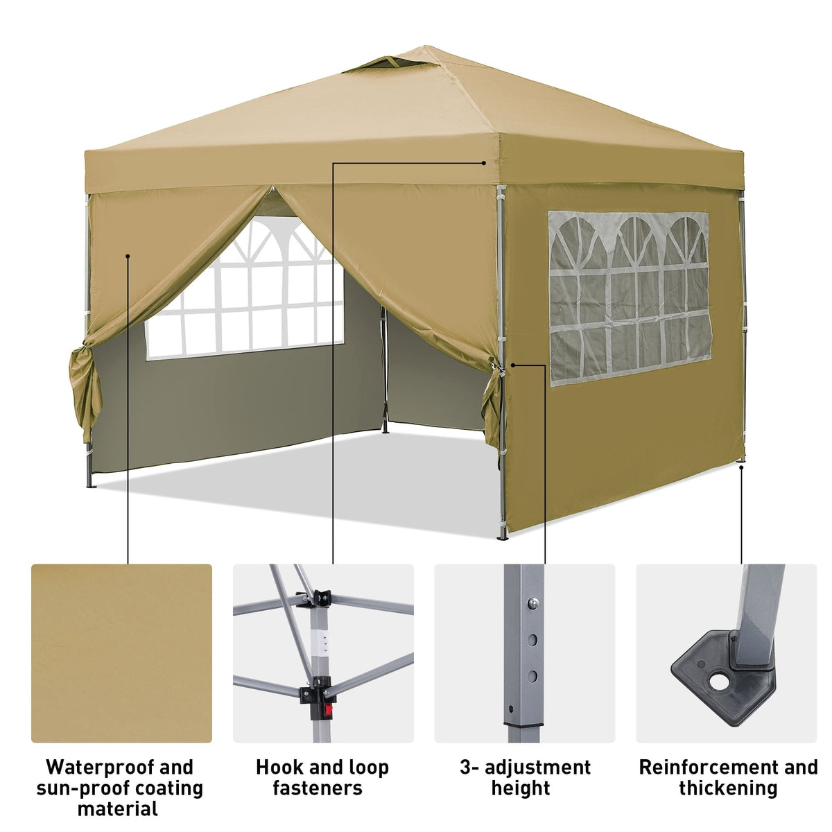 Ainfox 10 x 10 ft Pop up Canopy Tent with Sidewalls,Instant Outdoor Canopies,Shade Tents with Carrying Bag – Consulate X, view 8 of 18