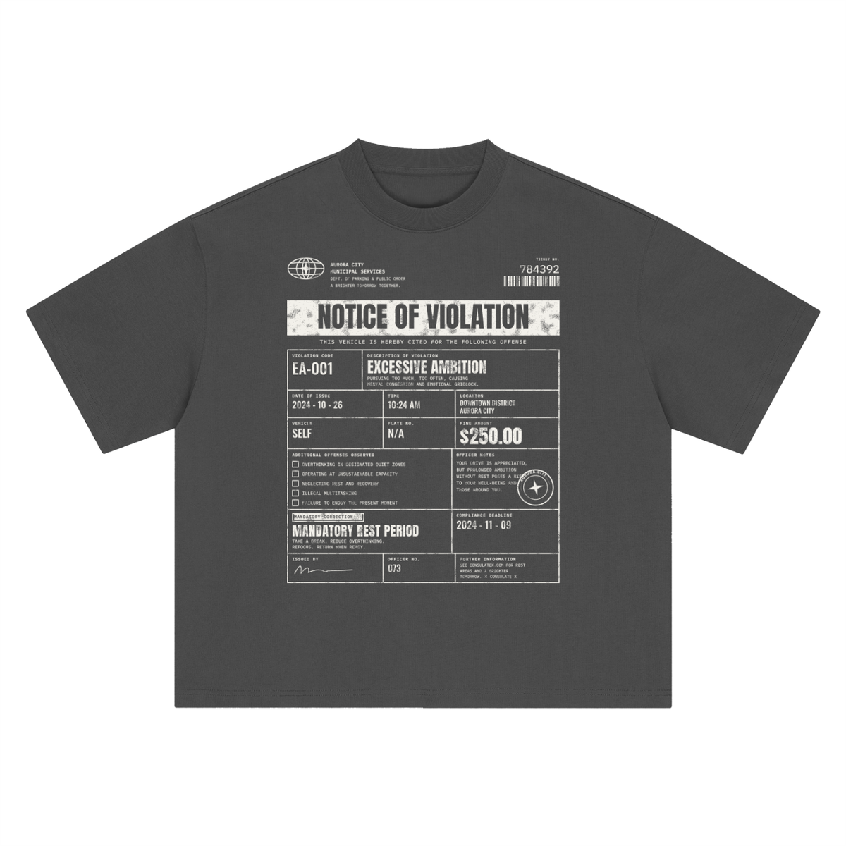 Notice of Violation Heavyweight Tee – Consulate X, view 3 of 7