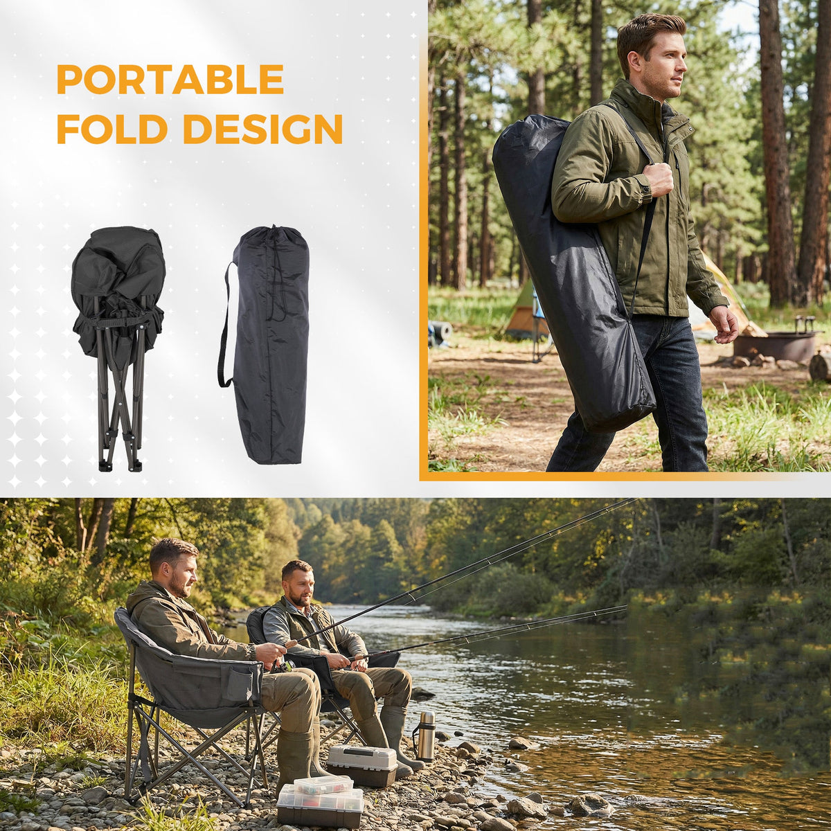 Ainfox Oversized Camping Chair Folding Chair Camp Chair for Outdoor, Adults, Men and Women – Consulate X, view 5 of 9