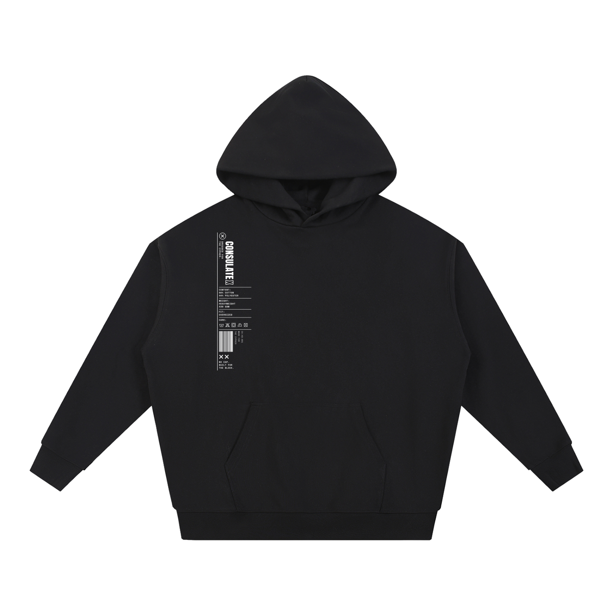 Consulate X Manifest Heavyweight Hoodie in Black, front
