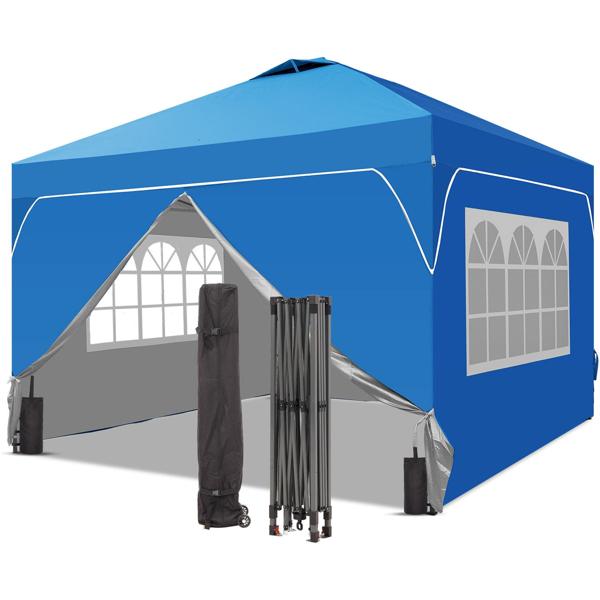 Ainfox 12ftx12ft Pop Up Canopy Tent with 4 Sidewalls One Push Tent Canopy with Wheeled Carry Bag, 8 Stakes and 4 Ropes – Consulate X, view 2 of 20
