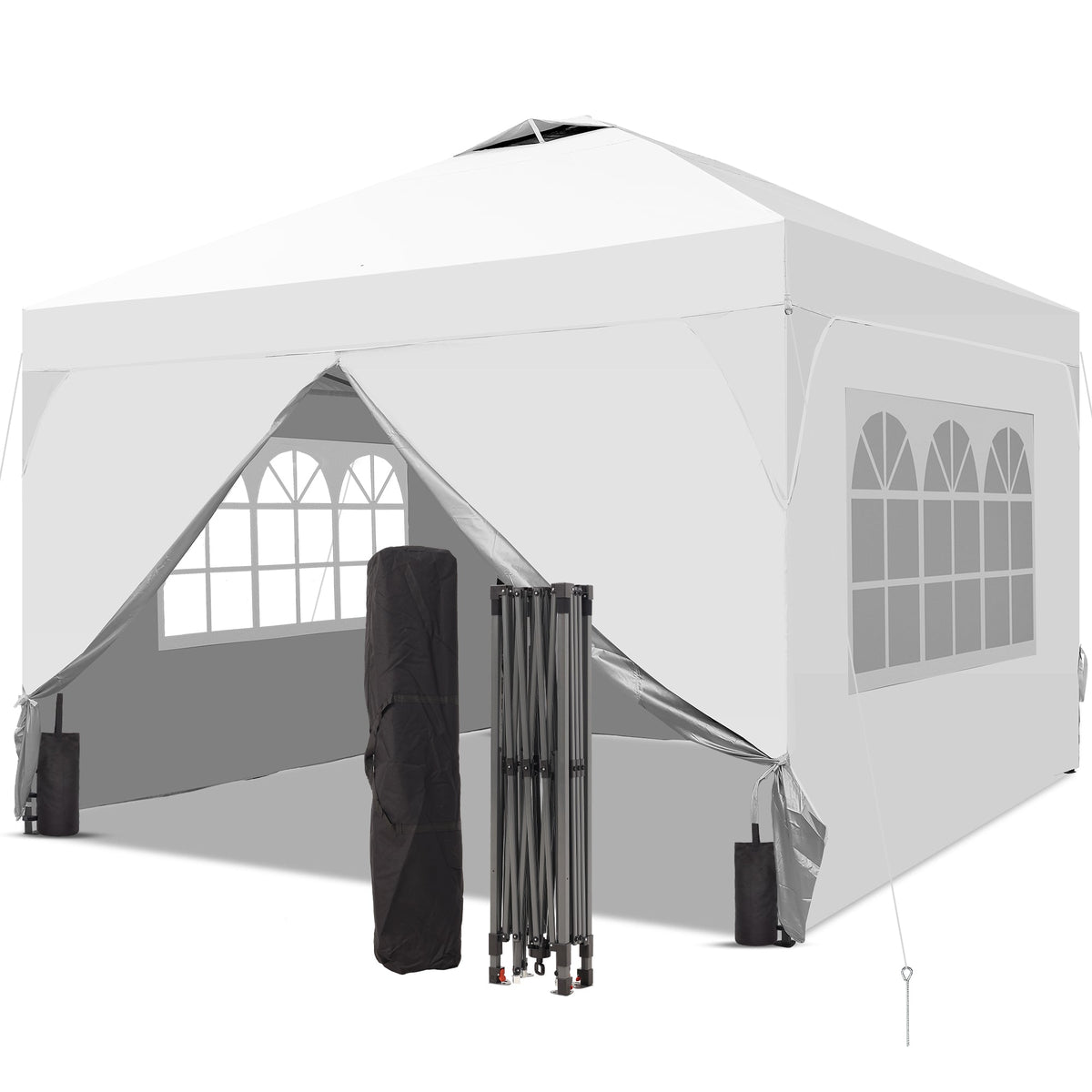 Ainfox 8ft x 8ft Pop Up Canopy Beach Tent with Four Removable Sidewalls for Events, Parties, Camping – Consulate X, view 3 of 4