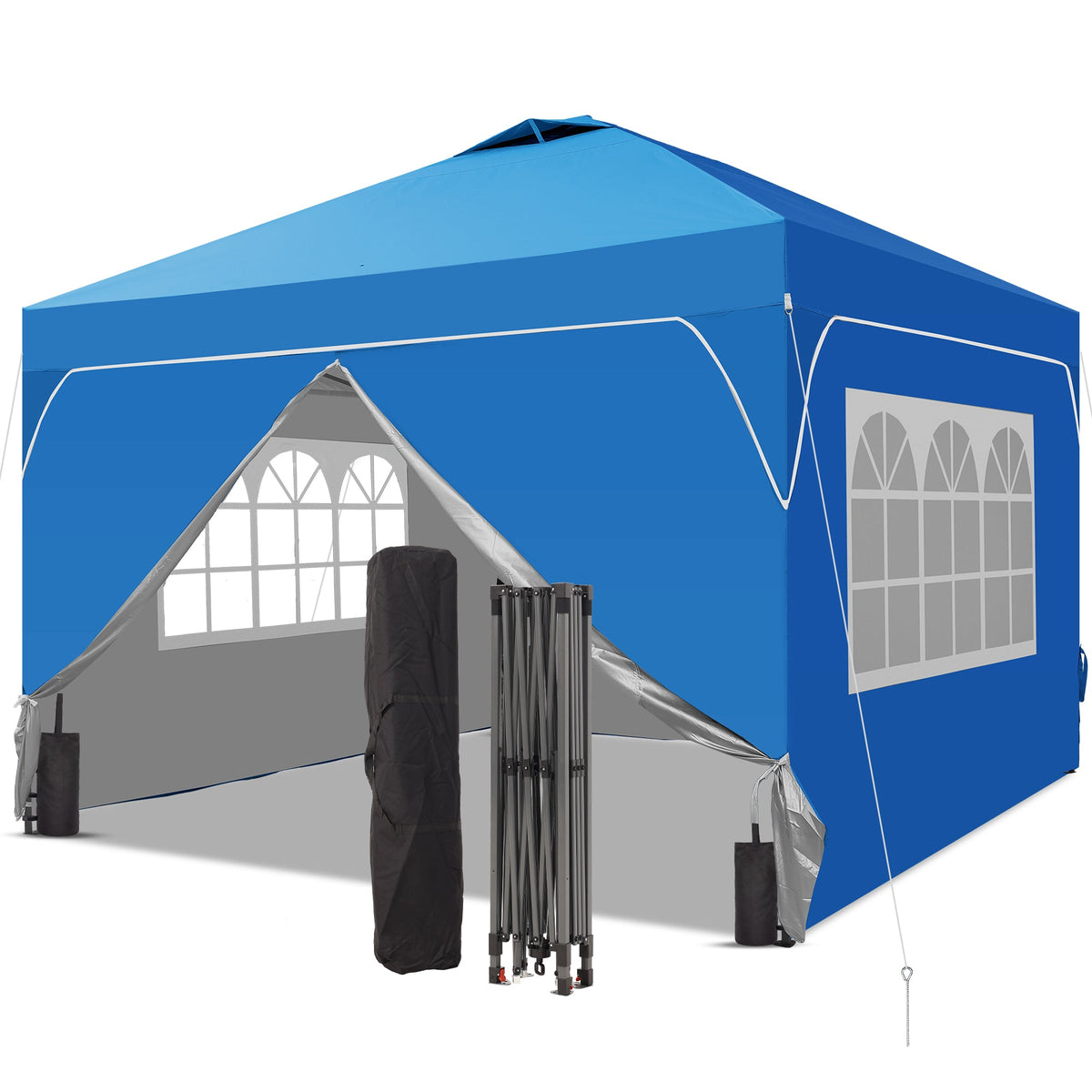 Ainfox 8ft x 8ft Pop Up Canopy Beach Tent with Four Removable Sidewalls for Events, Parties, Camping – Consulate X, view 1 of 4