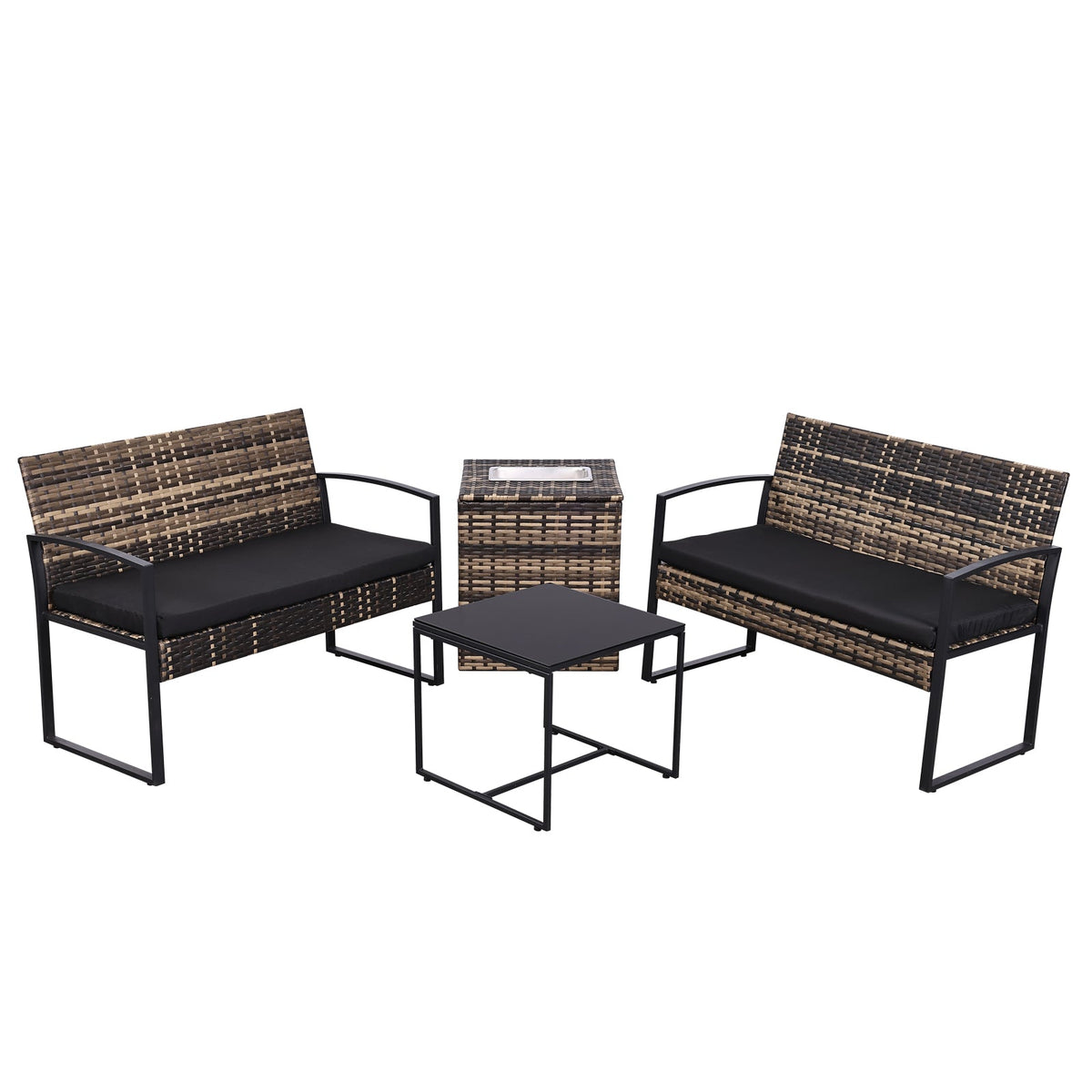Ainfox 4 Pieces Outdoor Patio Furniture Sets Rattan Chair Wicker Set Outdoor Indoor Use Backyard Porch Garden Poolside Balcony Furniture – Consulate X, view 4 of 6