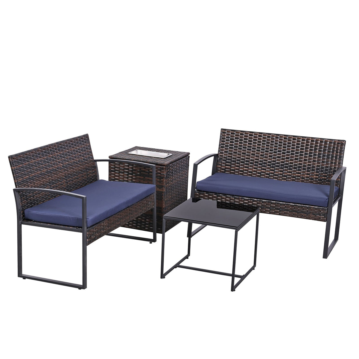 Ainfox 4 Pieces Outdoor Patio Furniture Sets Rattan Chair Wicker Set Outdoor Indoor Use Backyard Porch Garden Poolside Balcony Furniture – Consulate X, view 3 of 6
