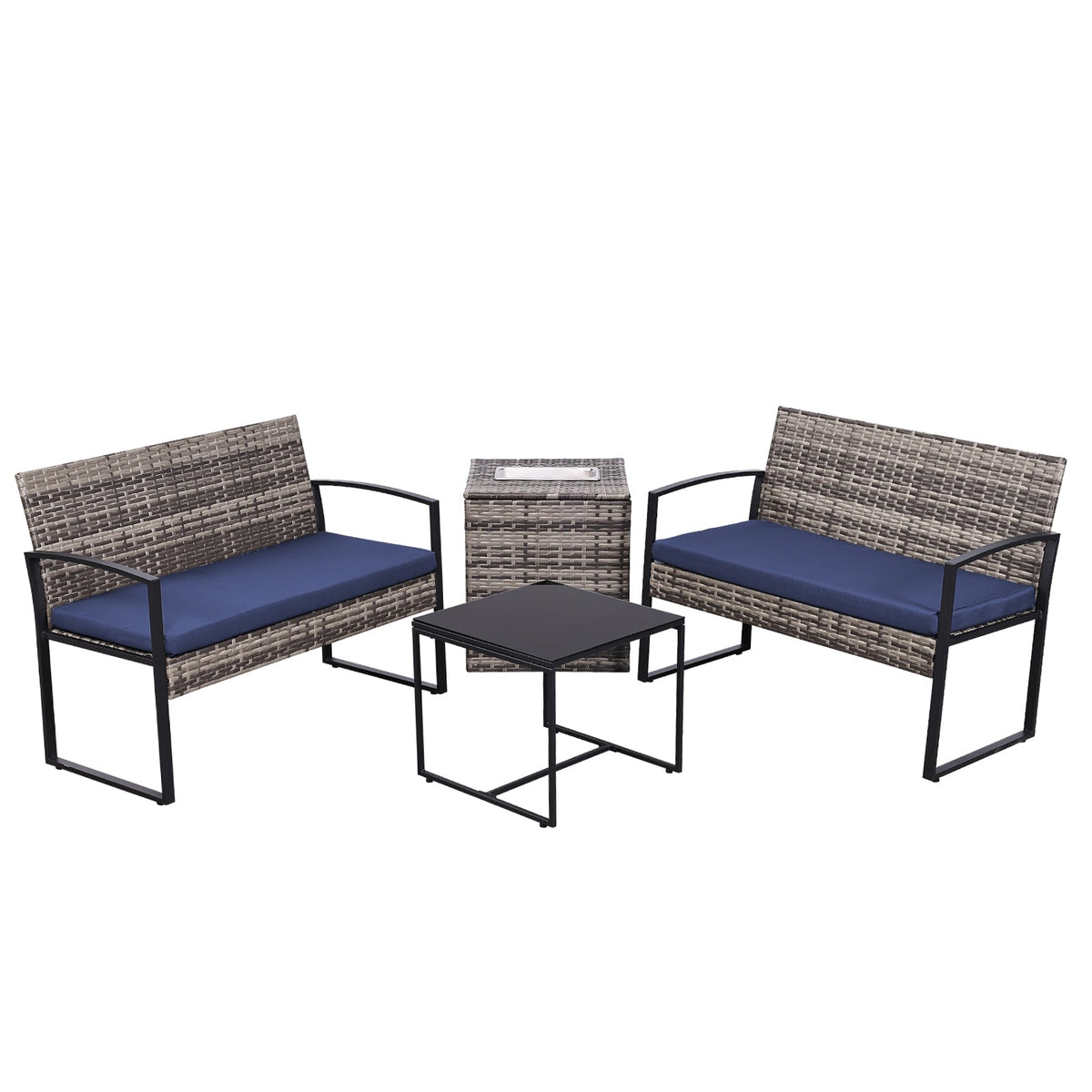 Ainfox 4 Pieces Outdoor Patio Furniture Sets Rattan Chair Wicker Set Outdoor Indoor Use Backyard Porch Garden Poolside Balcony Furniture – Consulate X, view 2 of 6