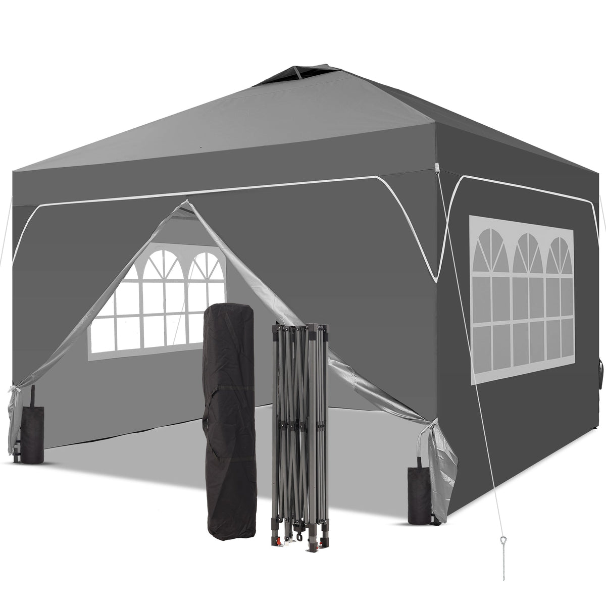 Ainfox 8ft x 8ft Pop Up Canopy Beach Tent with Four Removable Sidewalls for Events, Parties, Camping – Consulate X, view 2 of 4