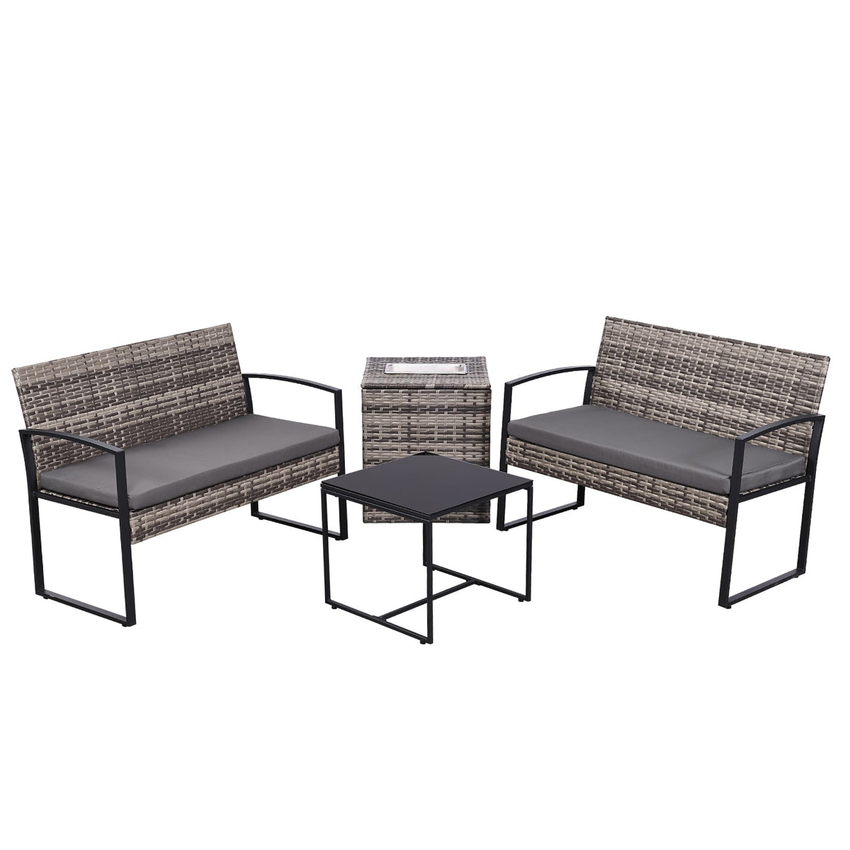 Ainfox 4 Pieces Outdoor Patio Furniture Sets Rattan Chair Wicker Set Outdoor Indoor Use Backyard Porch Garden Poolside Balcony Furniture – Consulate X, view 1 of 6