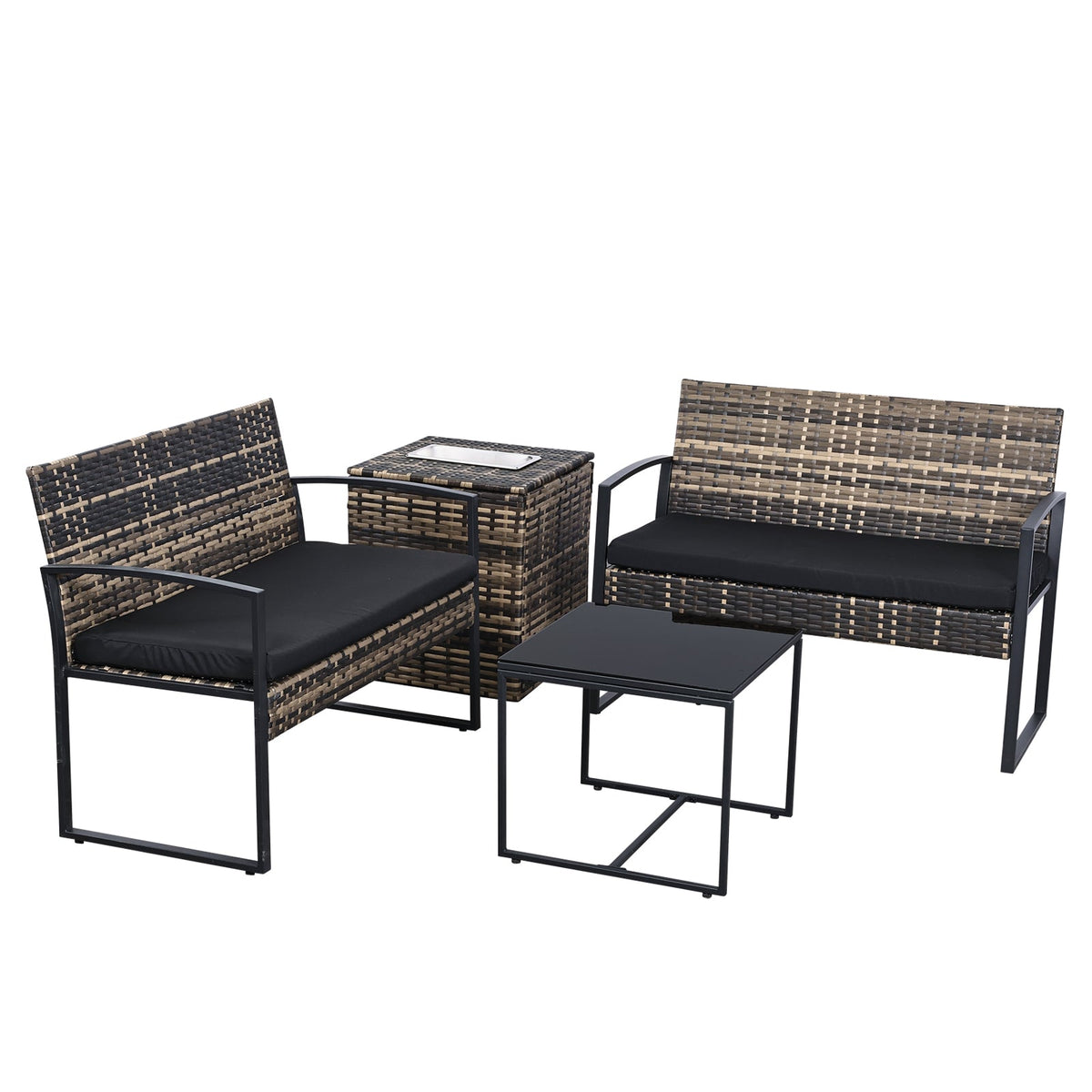 Ainfox 4 Pieces Outdoor Patio Furniture Sets Rattan Chair Wicker Set Outdoor Indoor Use Backyard Porch Garden Poolside Balcony Furniture – Consulate X, view 5 of 6