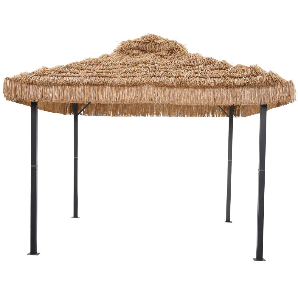 Pergard 10' x 10'FT Straw Canopy, Imitation Straw 4-Corner Gazebo Canopy – Consulate X, view 4 of 4