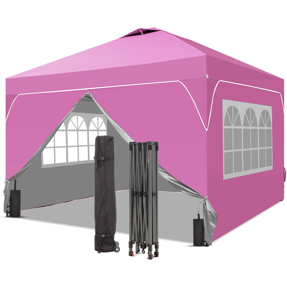 Ainfox 12ftx12ft Pop Up Canopy Tent with 4 Sidewalls One Push Tent Canopy with Wheeled Carry Bag, 8 Stakes and 4 Ropes – Consulate X, view 1 of 20