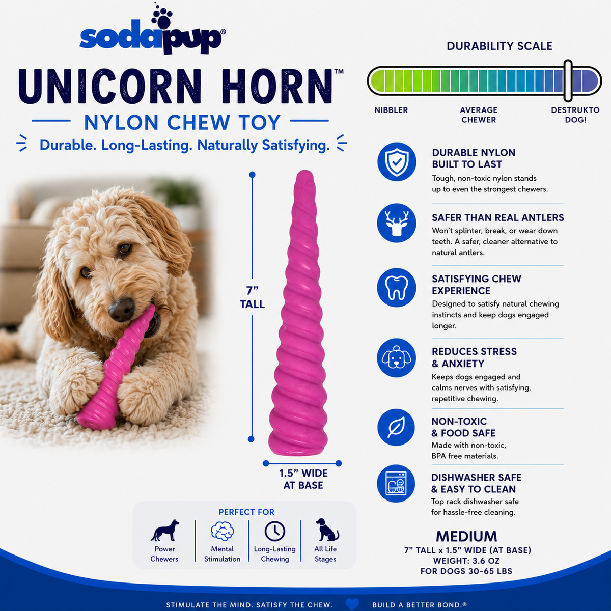 Princess Pack 2-Pack Dog Toy | Pink Glitter Ball + Unicorn Horn Chew Toy | USA Made – Consulate X, view 5 of 10
