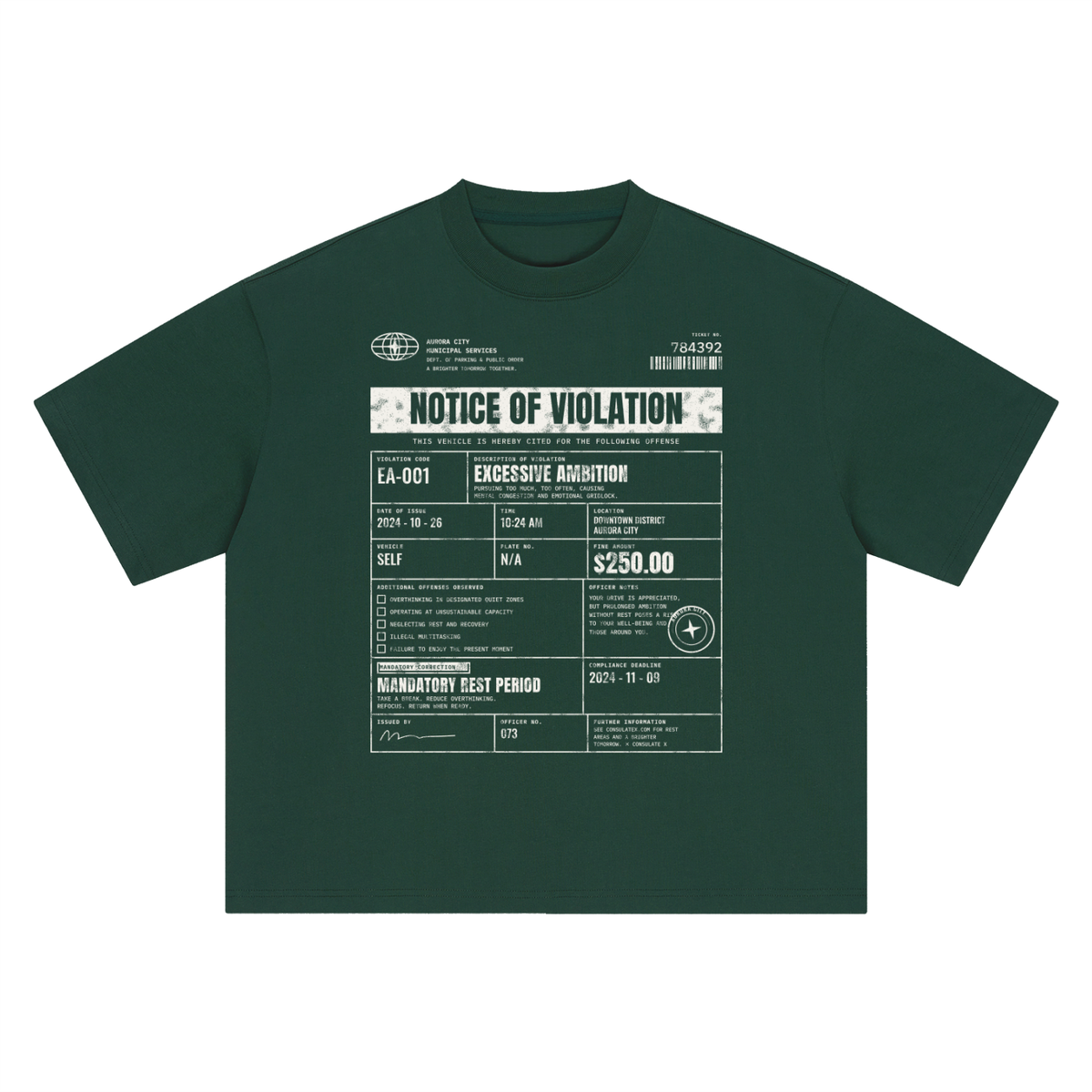 Notice of Violation Heavyweight Tee – Consulate X, view 7 of 7