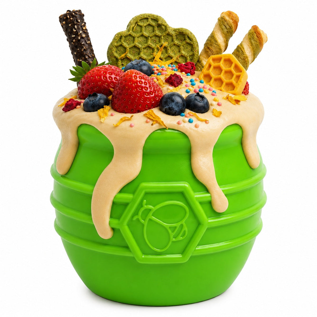 Honey Pot Dog eCup Treat Dispenser | Durable PUP-X Rubber Enrichment Toy | USA Made - Limited Edition Apple Green – Consulate X, view 1 of 9