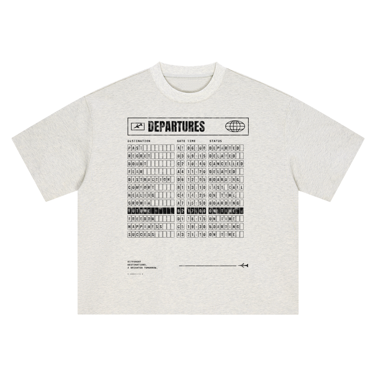 Departures Board Heavyweight Tee - White – Consulate X, view 6 of 8