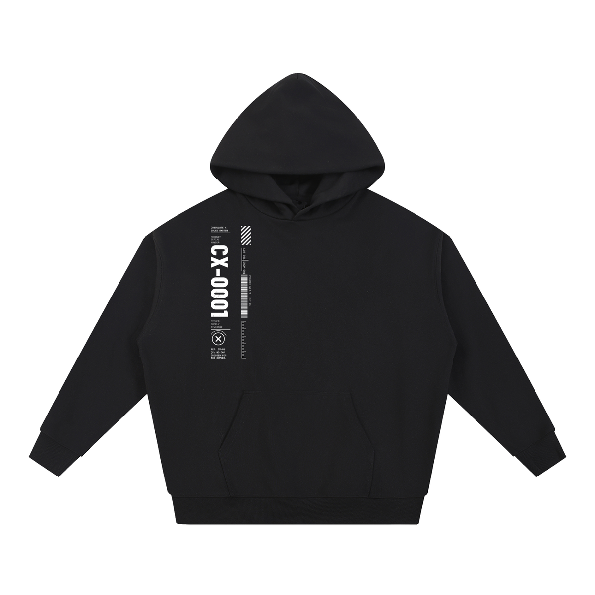 CX-0001 Serial Heavyweight Hoodie in Black, front