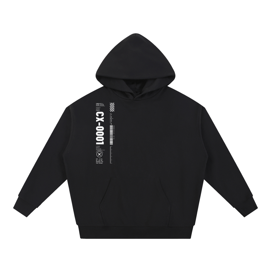 CX-0001 Serial Heavyweight Hoodie in Black, front