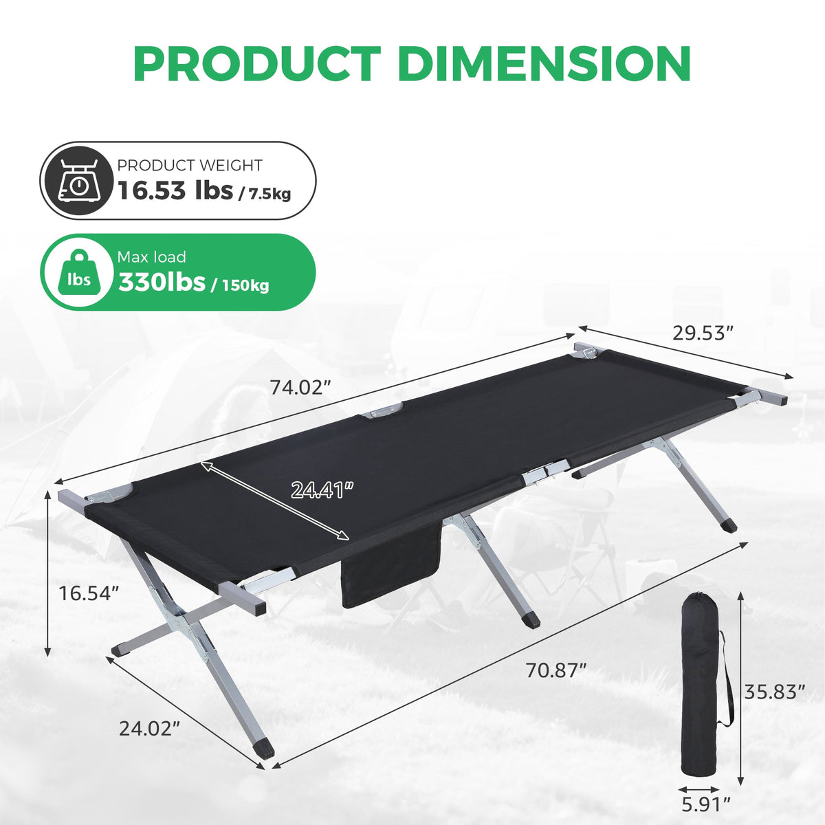 Ainfox camping cot camping bed – Consulate X, view 3 of 9