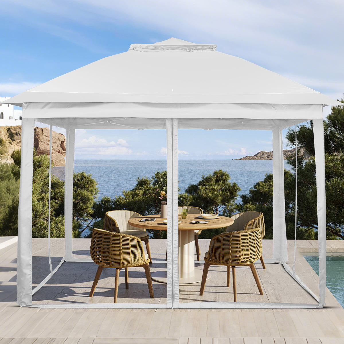Ainfox 11ft x 11ft Heavy Duty Pop Up Gazebo Outdoor Canopy Shelter Instant Patio Gazebo Sun Shade Canopy Tent for Lawn Garden Backyard Deck – Consulate X, view 4 of 19
