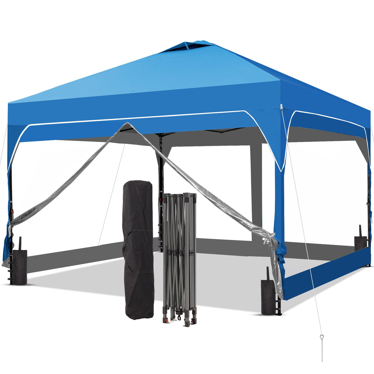 Ainfox 8ft x 8ft Pop Up Canopy Beach Tent with 4 Removable Clear PVC Sidewalls for Events, Parties, Camping – Consulate X, view 4 of 7