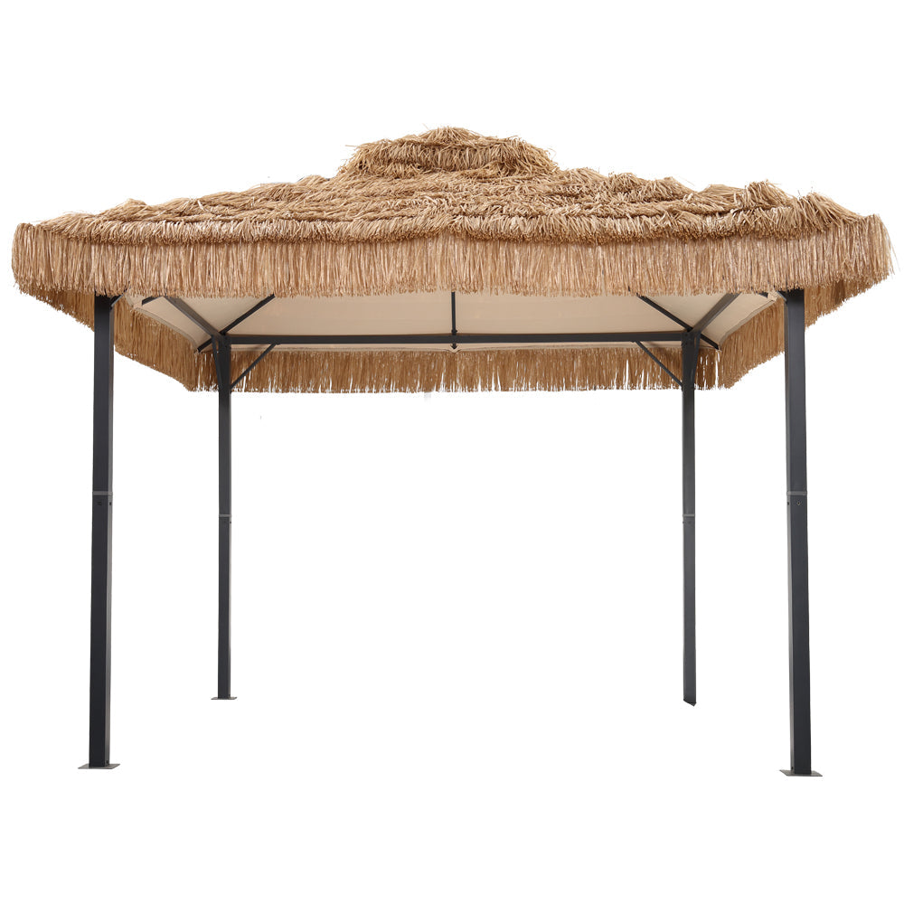 Pergard 10' x 10'FT Straw Canopy, Imitation Straw 4-Corner Gazebo Canopy – Consulate X, view 3 of 4
