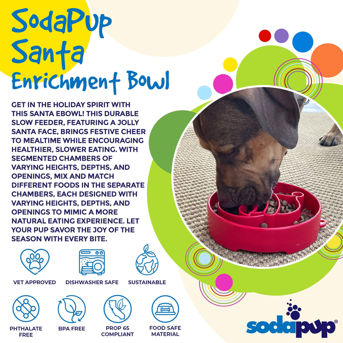 Santa Christmas eBowl Deep Slow Feeder Dog Bowl for Enrichment | USA Made – Consulate X, view 3 of 11