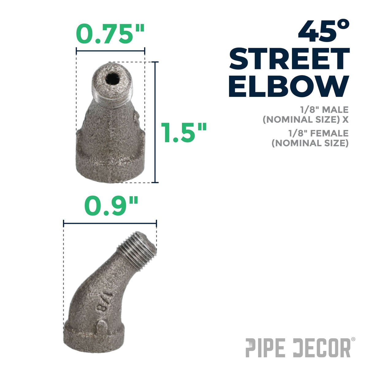 1/8 in. Black 45 Degree Street Elbow – Consulate X, view 2 of 7