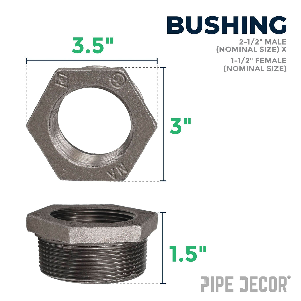 2 1/2 in. x 1 1/2 in. Black Bushing – Consulate X, view 2 of 7