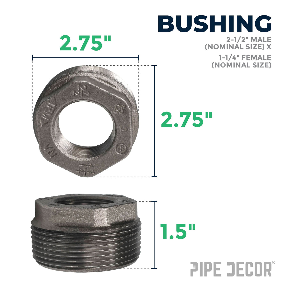 2 1/2 in. x 1 1/4 in. Black Bushing – Consulate X, view 2 of 7