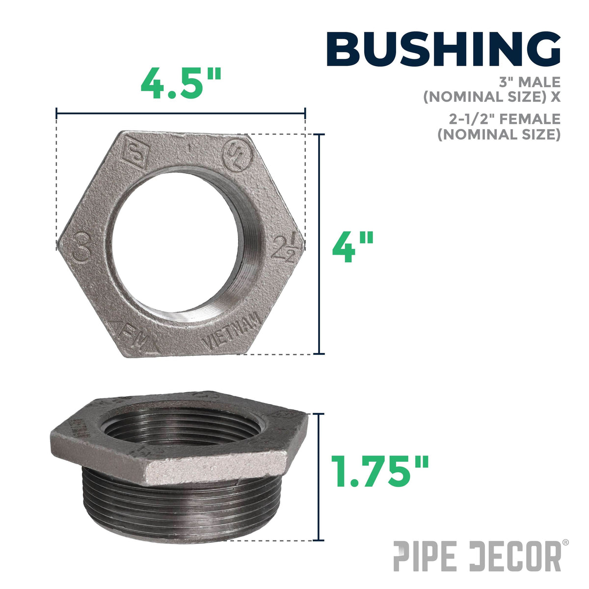 3 in. x 2 1/2 in. Black Bushing – Consulate X, view 2 of 7