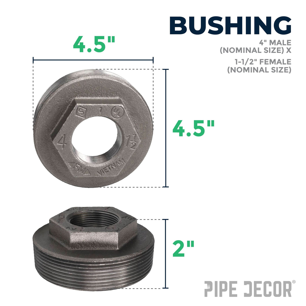 4 in. x 1 1/2 in. Black Bushing – Consulate X, view 2 of 7
