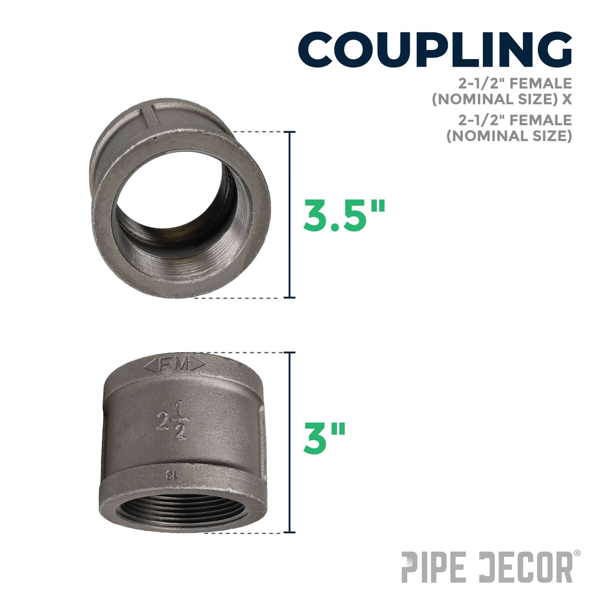 2 1/2 in. Black Coupling – Consulate X, view 2 of 7