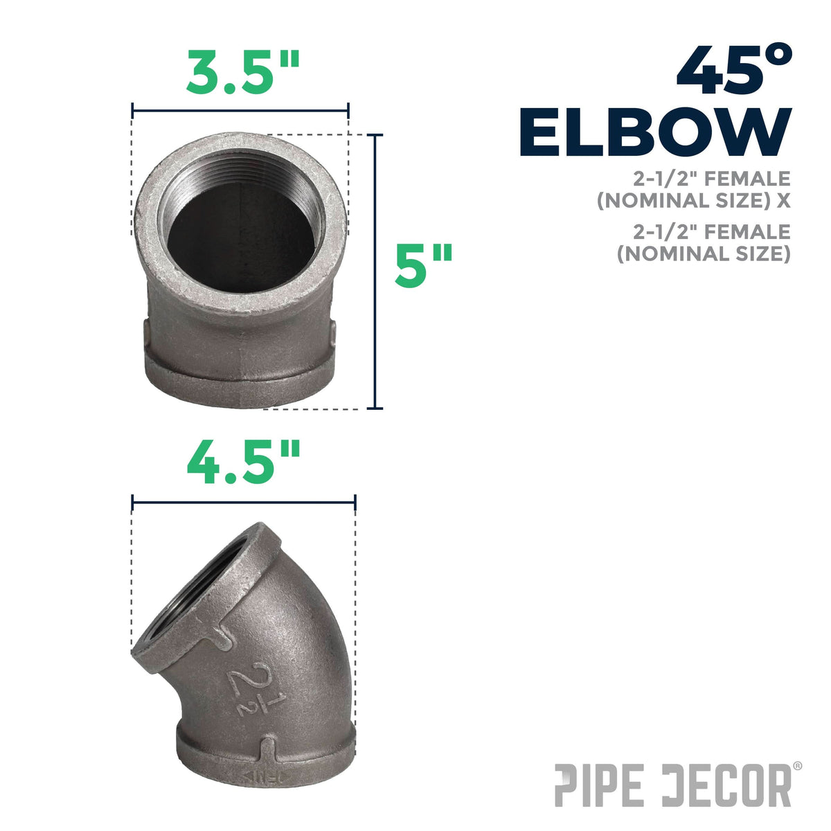 2 1/2 in. Black 45 Degree Elbow – Consulate X, view 2 of 7