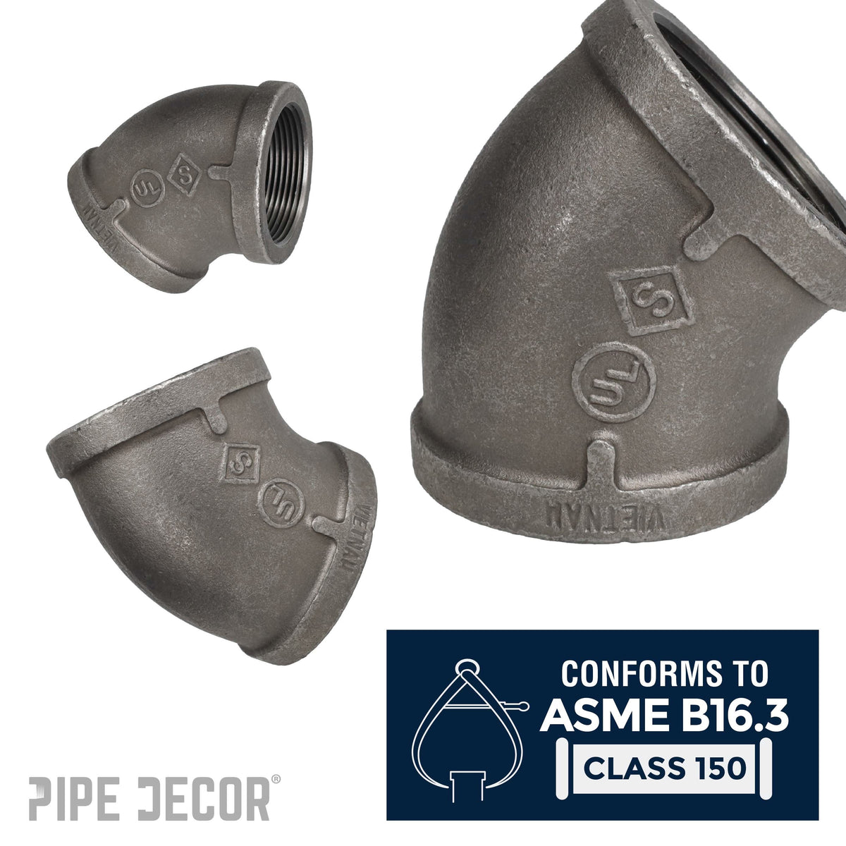 2 1/2 in. Black 45 Degree Elbow – Consulate X, view 4 of 7