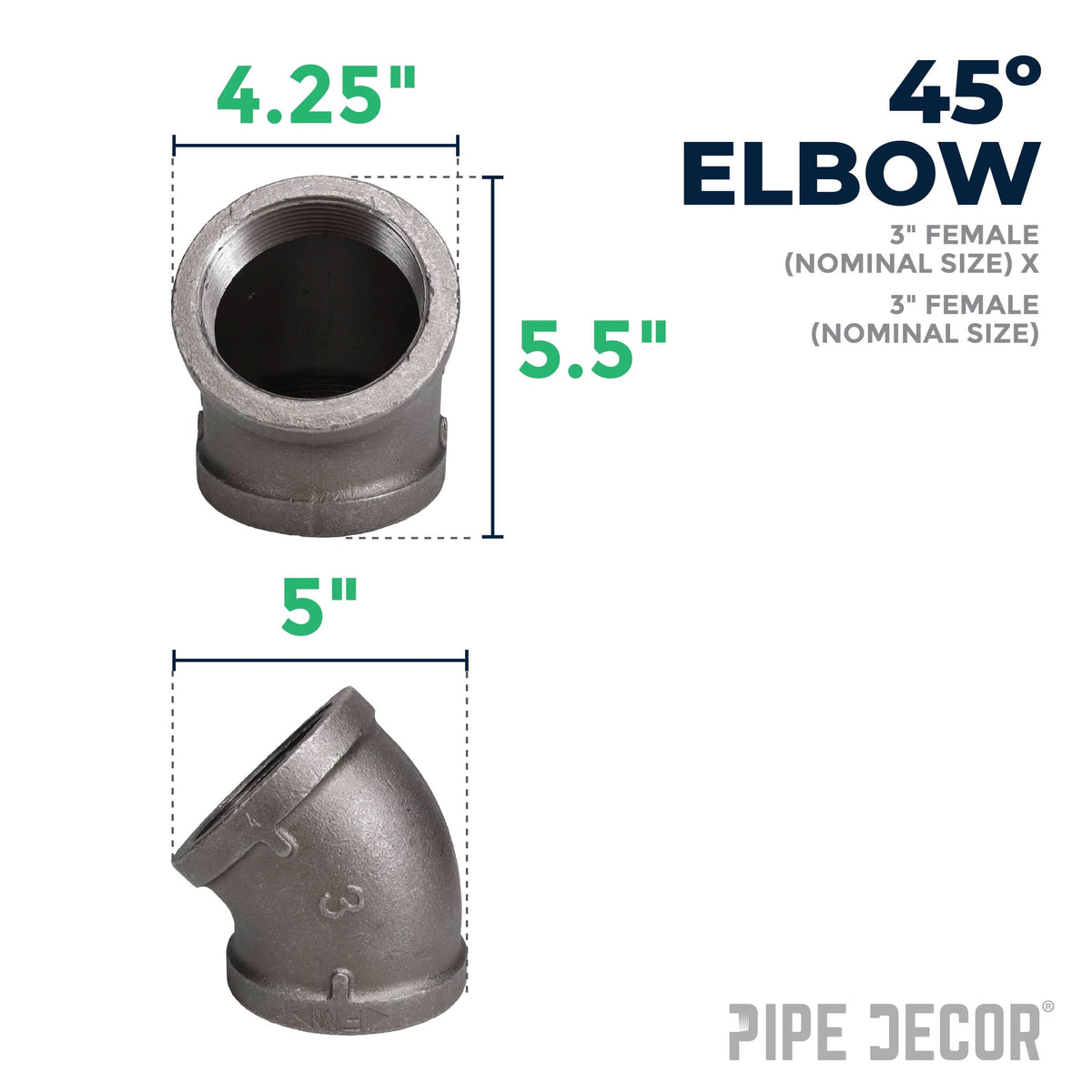 3 in. Black 45 Degree Elbow – Consulate X, view 2 of 7