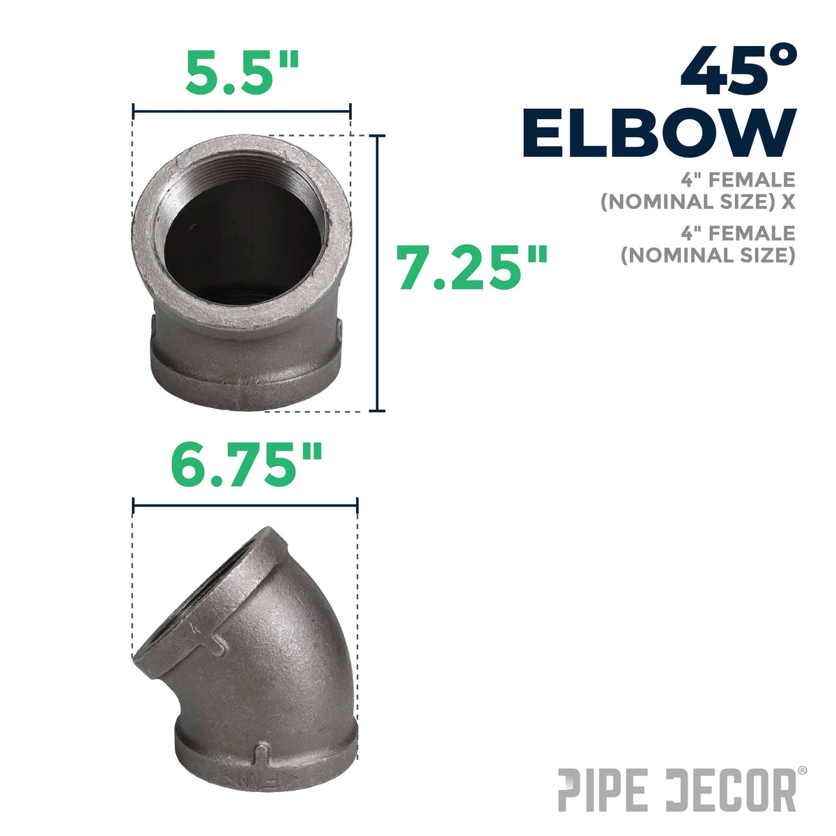 4 in. Black 45 Degree Elbow – Consulate X, view 2 of 7
