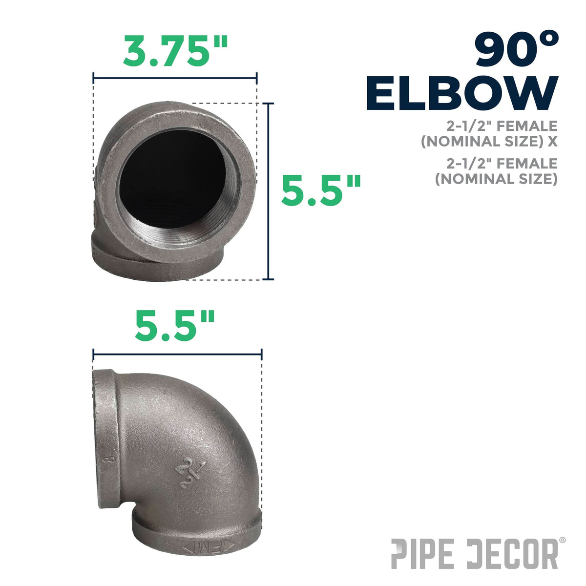 2 1/2 in. Black 90 Degree Elbow – Consulate X, view 2 of 7
