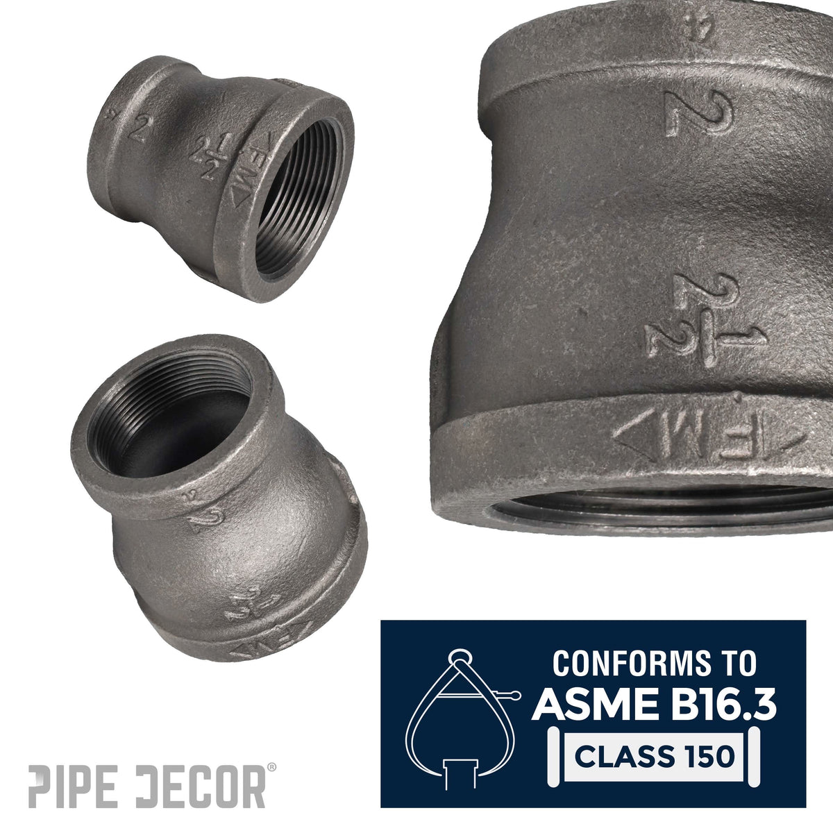 2 1/2 in. x 2 in. Black Reducing Coupling – Consulate X, view 4 of 7