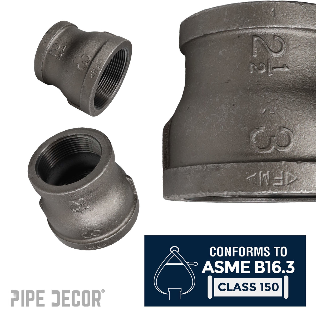 3 in. x 2 1/2 in. Black Reducing Coupling – Consulate X, view 4 of 7