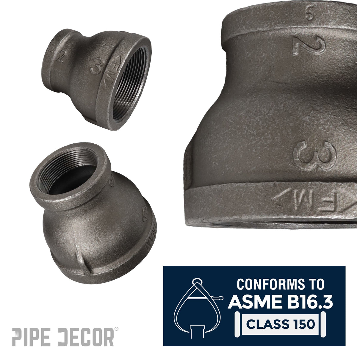 3 in. x 2 in. Black Reducing Coupling – Consulate X, view 4 of 7