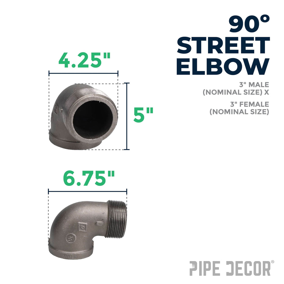 3 in. Black 90 Degree Street Elbow – Consulate X, view 2 of 7