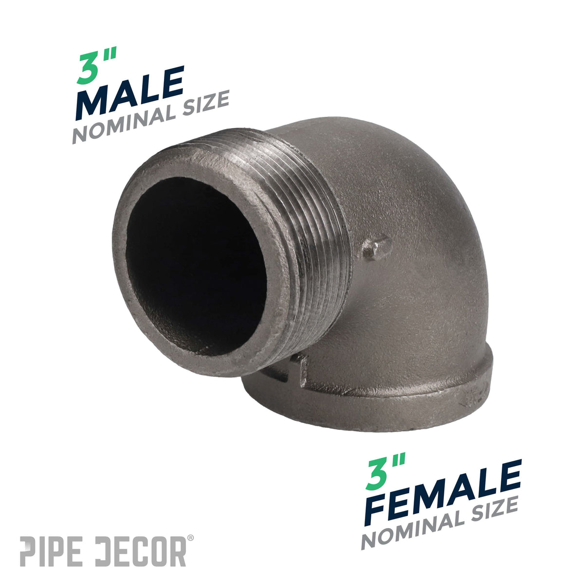 3 in. Black 90 Degree Street Elbow – Consulate X, view 3 of 7