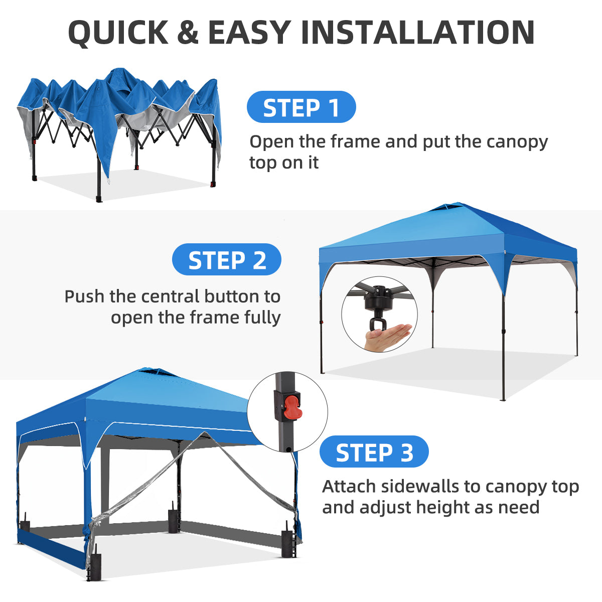 Ainfox 10ft x 10ft Pop Up Canopy Beach Tent with 4 Removable Clear PVC Sidewalls for Events, Parties, Camping – Consulate X, view 4 of 10