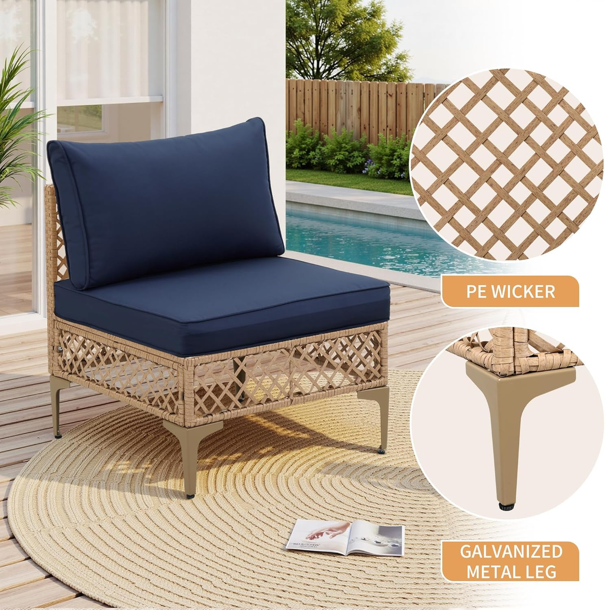 Ainfox 7 Pieces Outdoor Wicker Modular Patio Sectional Set with Thick Cushions & Tempered Glass Table – Consulate X, view 11 of 13