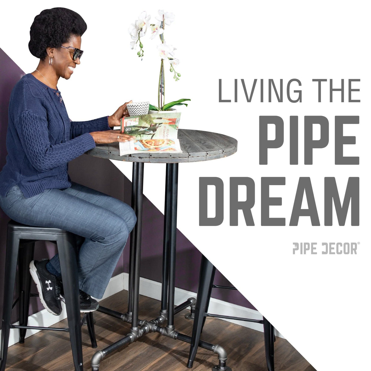Black Jack Bar Height Pipe Table Legs – Consulate X, view 7 of 8