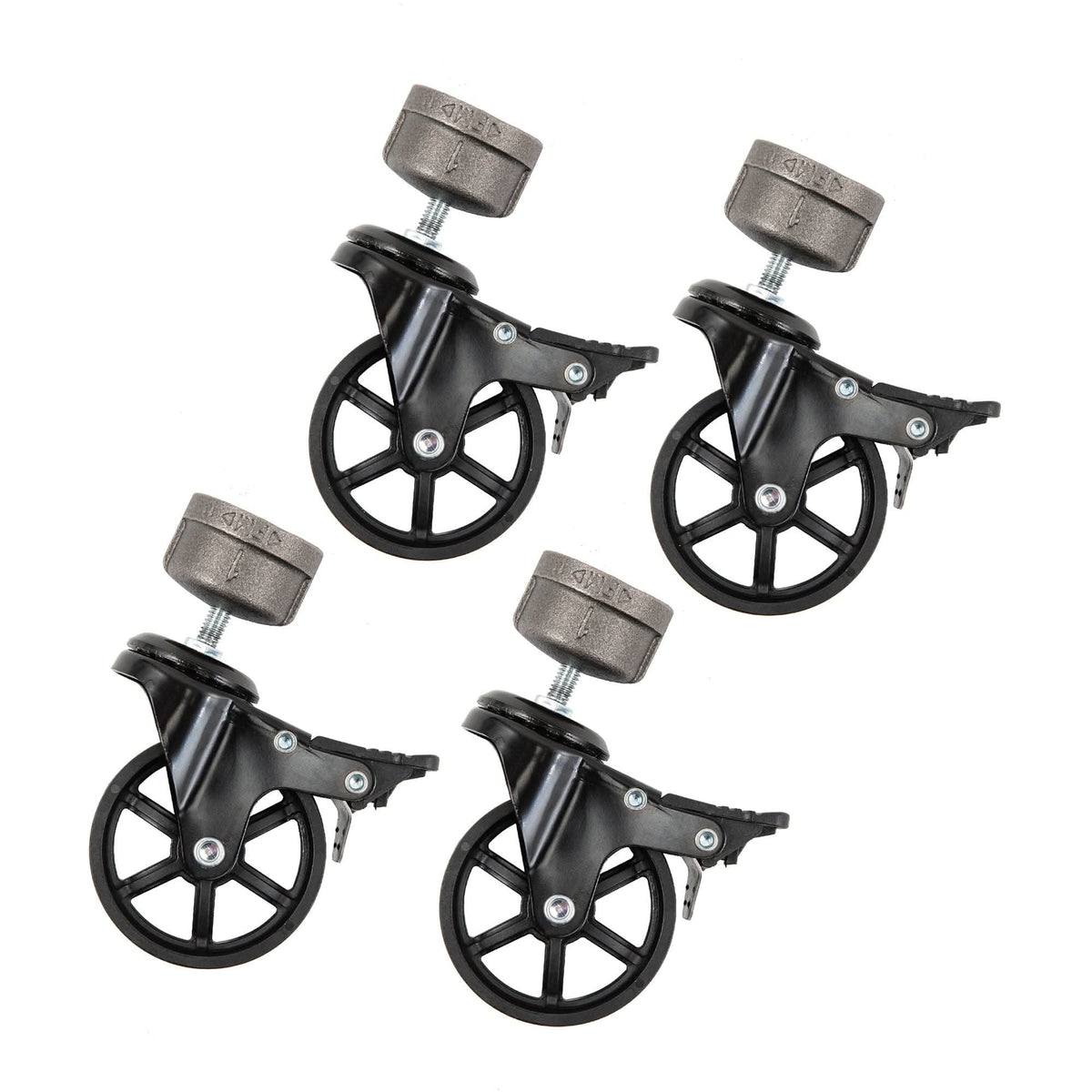 Swivel Caster Wheels for  1” Pipe with Locking Mechanism (4-Pack) – Consulate X, view 1 of 8