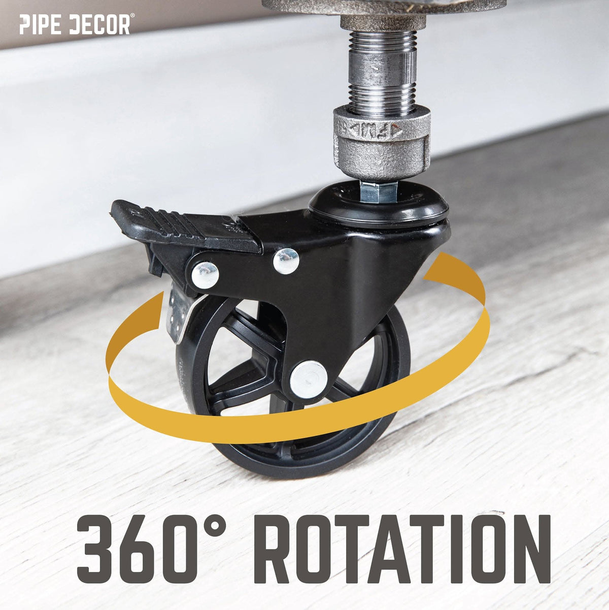 Swivel Caster Wheels for  1” Pipe with Locking Mechanism (4-Pack) – Consulate X, view 5 of 8
