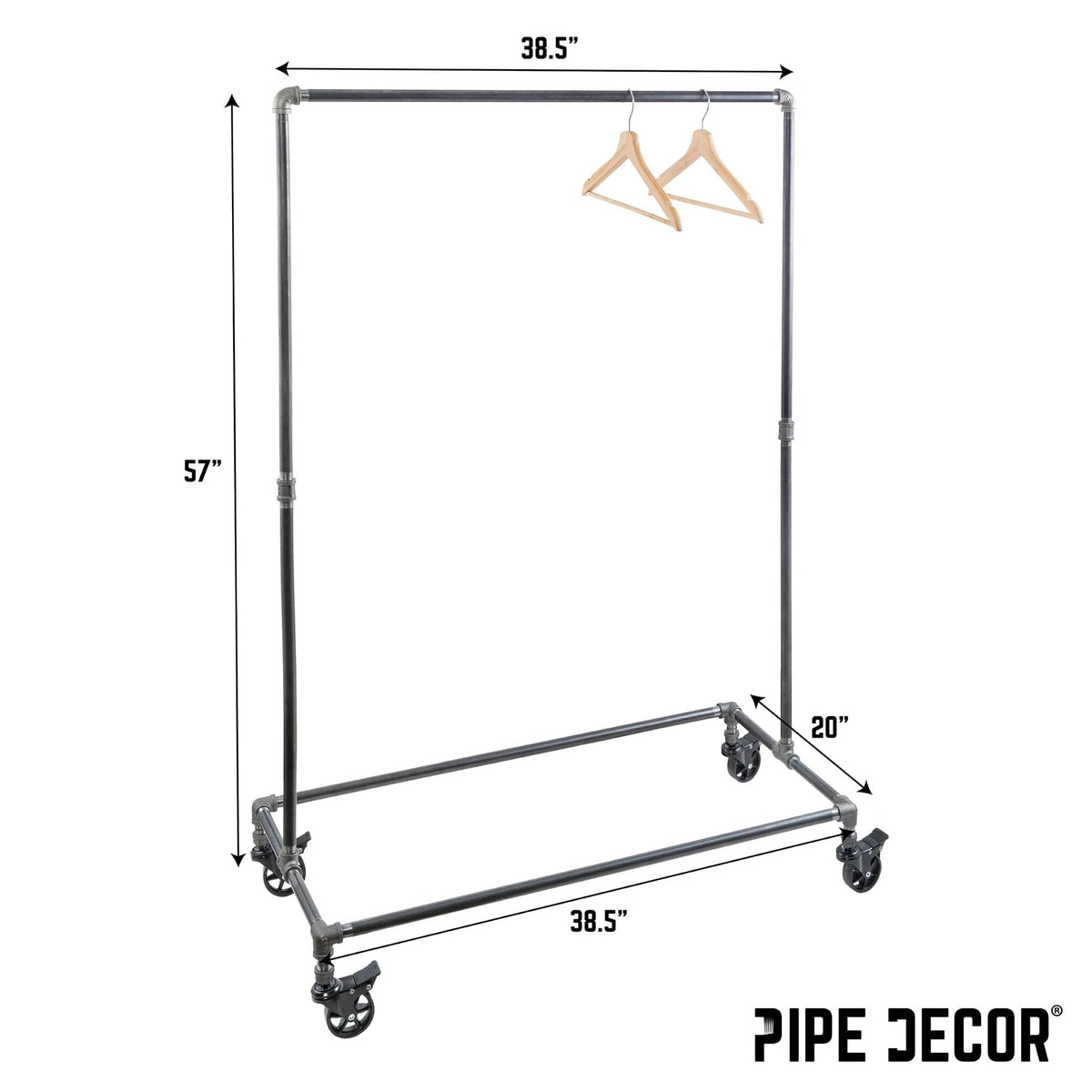 58 in. Rolling Single Rod Clothing Rack – Consulate X, view 2 of 9