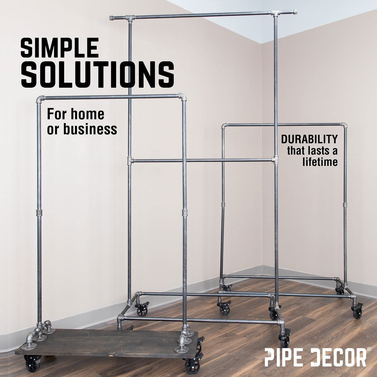 58 in. Rolling Single Rod Clothing Rack – Consulate X, view 6 of 9